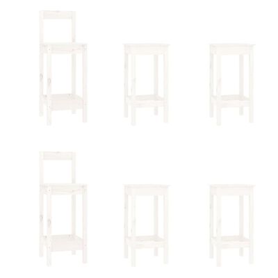 vidaXL 6 pcs conjunto cadeiras de bar pinho maciço branco