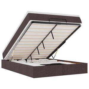 vidaXL Estrutura cama otomana colch&atilde;o 140x190cm tecido castanho escuro