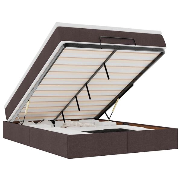 vidaXL Estrutura cama otomana colch&atilde;o 140x190cm tecido castanho escuro
