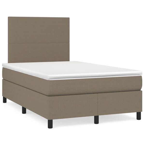 vidaXL Cama boxspring c/ colch&atilde;o 120x190cm tecido castanho-acinzentado