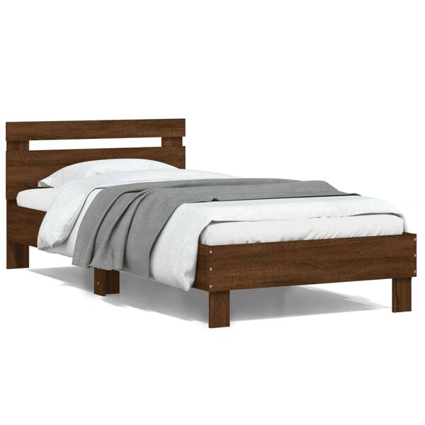 vidaXL Cama sem colch&atilde;o com cabeceira 100x200 cm carvalho castanho
