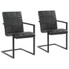 vidaXL Cadeiras de jantar cantilever 2 pcs couro genu&iacute;no preto