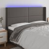 vidaXL Cabeceira cama c/ LED couro artif. 183x16x118/128 cm cinzento