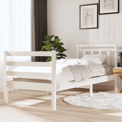 vidaXL Estrutura de cama solteiro 90x190 cm madeira maciça branco