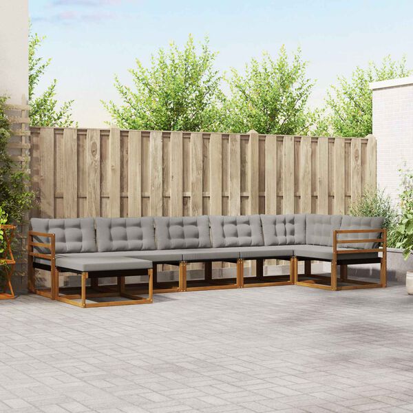 vidaXL Conjunto de Sof&aacute;s para Exterior 7 pcs Cinza Natural e Claro