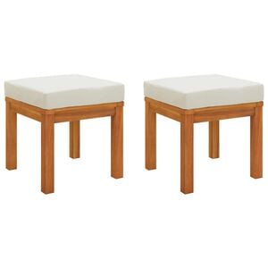 vidaXL Bancos de jardim c/ almofad&otilde;es 2 pcs 40x40x42 ac&aacute;cia maci&ccedil;a