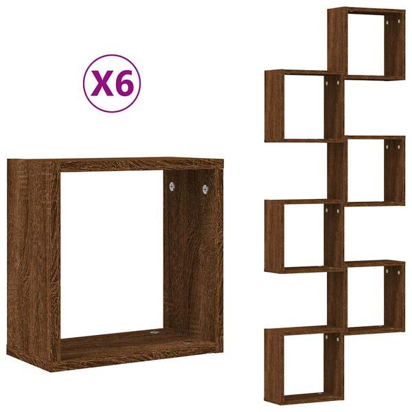 vidaXL Prateleiras de parede em forma de cubo 6 pcs 30x15x30cm