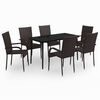 vidaXL 7 pcs conjunto de jantar para jardim castanho e preto