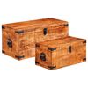 Conjunto de 2 cofres armazenamento de madeira de mango