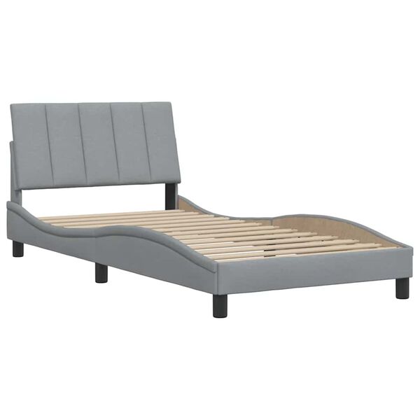vidaXL Estrutura de cama sem colch&atilde;o Hanko 100x200 cm tecido cinzento-claro