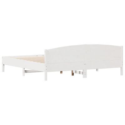 vidaXL Estrutura de cama com cabeceira 200x200 cm pinho maciço branco