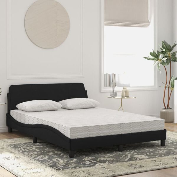 vidaXL Cama com colch&atilde;o Dover 140x190 cm veludo preto