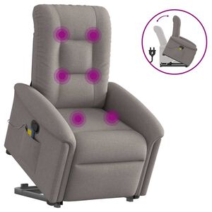 vidaXL Poltrona elevat&oacute;ria de massagens tecido cinzento-acastanhado
