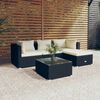 vidaXL 5 pcs conjunto lounge de jardim c/ almofad&otilde;es vime PE preto