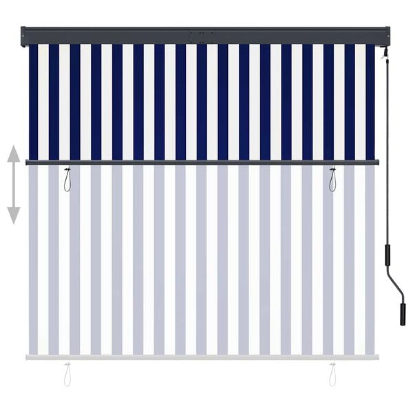 vidaXL Estore de rolo para exterior 160x250 cm azul e branco