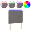 vidaXL Cabeceira cama c/ LED 80x5x118/128cm couro artificial cinzento