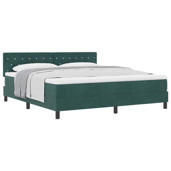 vidaXL Cama Box com colch&atilde;o Verde Escuro 180 x 200 cm Veludo