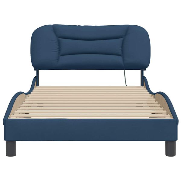 vidaXL Estrutura de cama sem colch&atilde;o Hvar 100x200 cm tecido azul