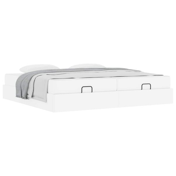 vidaXL Estrutura de cama com colch&atilde;o com colch&atilde;o 2 pcs Branco PVC