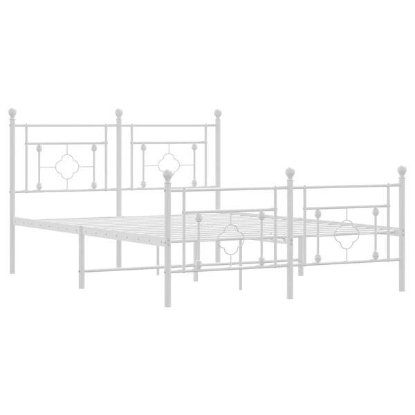 vidaXL Estrutura de cama com cabeceira e p&eacute;s 140x200 cm metal branco