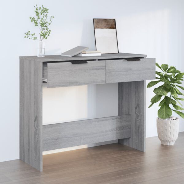vidaXL Mesa consola 90x36x75 cm derivados de madeira cinzento sonoma