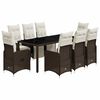 vidaXL 9 pcs conjunto bistr&ocirc; de jardim c/ almofad&otilde;es vime PE castanho