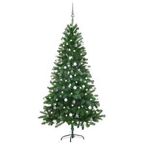 vidaXL &Aacute;rvore Natal artificial pr&eacute;-iluminada c/ bolas 180 cm verde