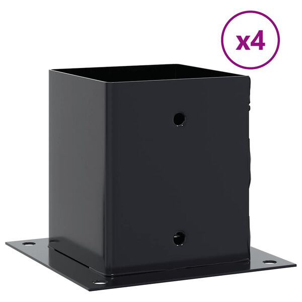 vidaXL Bases de coluna quadradas 4 pe&ccedil;as 101x101mm a&ccedil;o revestido a p&oacute;