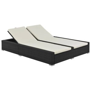 vidaXL Espregui&ccedil;adeira dupla em vime PE preto