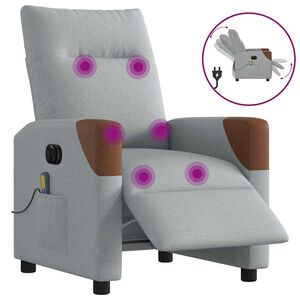 vidaXL Poltrona de massagens reclin&aacute;vel el&eacute;trica tecido cinzento-claro