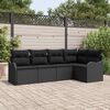 vidaXL Conjunto de Sof&aacute; de Jardim 5 pcs Preto vime PE