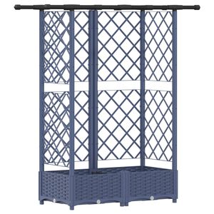 vidaXL Cama Elevada com Treli&ccedil;a e Telhado Cinzento 124 x 40 x 121 cm