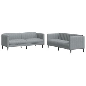 vidaXL 2 pcs conjunto de sof&aacute;s tecido cinzento-claro