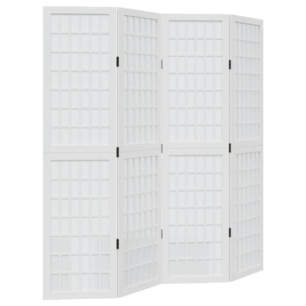 vidaXL Biombo com 4 pain&eacute;is madeira de paulownia maci&ccedil;a branco