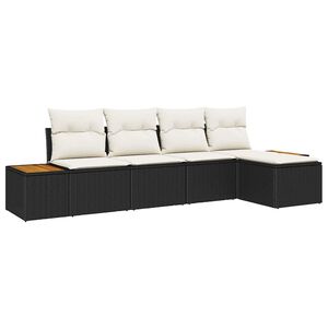 vidaXL Conjunto de Sof&aacute; de Jardim 6 pcs Preto e Creme Polirattan