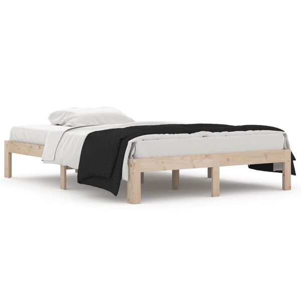 vidaXL Estrutura de cama casal 135x190 cm madeira maci&ccedil;a