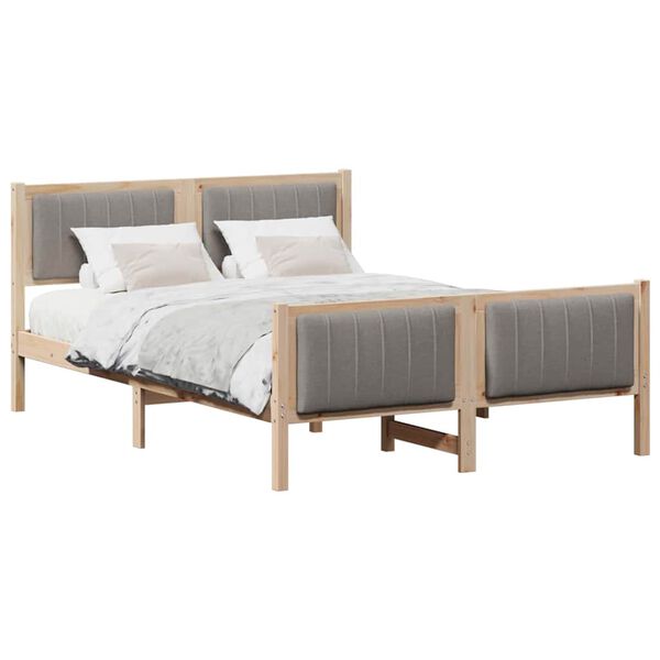vidaXL Estrutura da cama com cabeceira Marrom e taupe 140 x 200 cm