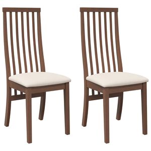 vidaXL Cadeiras de jantar com almofad&otilde;es 2 pcs madeira maci&ccedil;a castanho