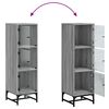 vidaXL Aparador alto c/ portas de vidro 35x37x120 cm cinzento sonoma