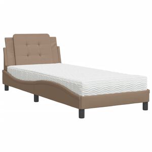 vidaXL Estrutura de cama sem colch&atilde;o Zadar 80x200 cm couro artificial cappuccino