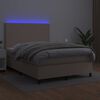 vidaXL Cama box spring c/colch&atilde;o/LED 140x200cm couro artif. cappuccino