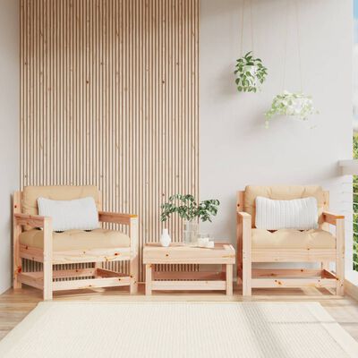 vidaXL Cadeiras de jardim c/ almofadões 2 pcs pinho maciço