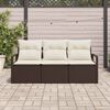 vidaXL Conjunto de Sof&aacute; de Jardim 3 pcs Marrom e Branco vime PE