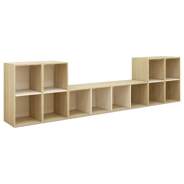 vidaXL 5 pcs conjunto m&oacute;veis de TV derivados madeira branco/sonoma