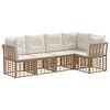 vidaXL Conjunto de Sof&aacute;s para Exterior 5 pcs Natural Poli&eacute;ster