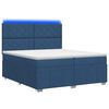 vidaXL Cama Box com LED e Colch&atilde;o Azul 200 x 200 cm Tecido