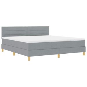 vidaXL Cama Box Spring LED com led Cinzento-claro 180 x 200 cm tecido