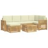 vidaXL Conjunto de Sof&aacute;s para Exterior 7 pcs Branco e Creme Poli&eacute;ster