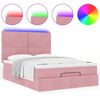vidaXL Estrutura de cama otomana com colch&otilde;es 140x190 cm veludo rosa