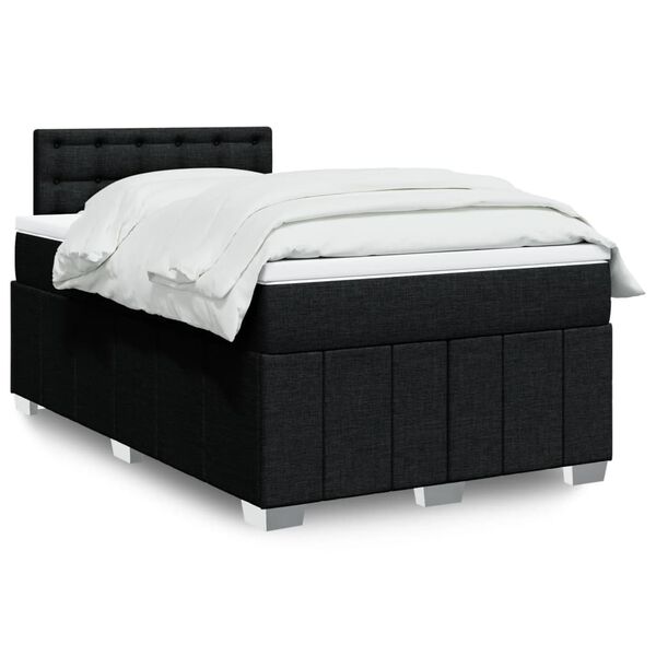 vidaXL Cama boxspring com colch&atilde;o 120x190 cm tecido preto
